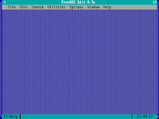 FreeDOS Edit without any files loaded FreeDOS Edit:未加载任何文件