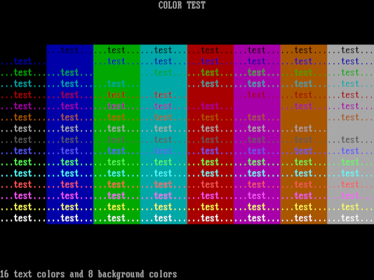 DOS text comes in 16 colors and 8 background colors 终端颜色