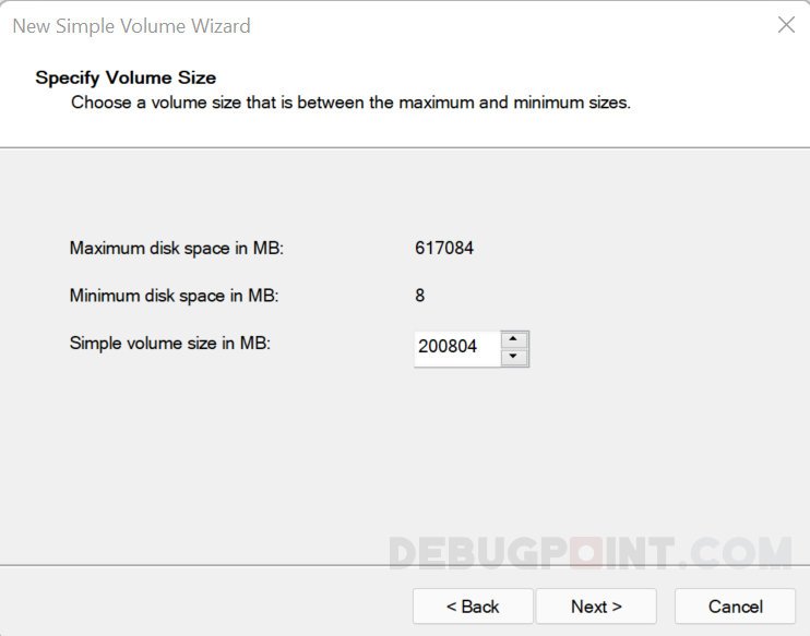 图 6:新建简单卷向导-page1