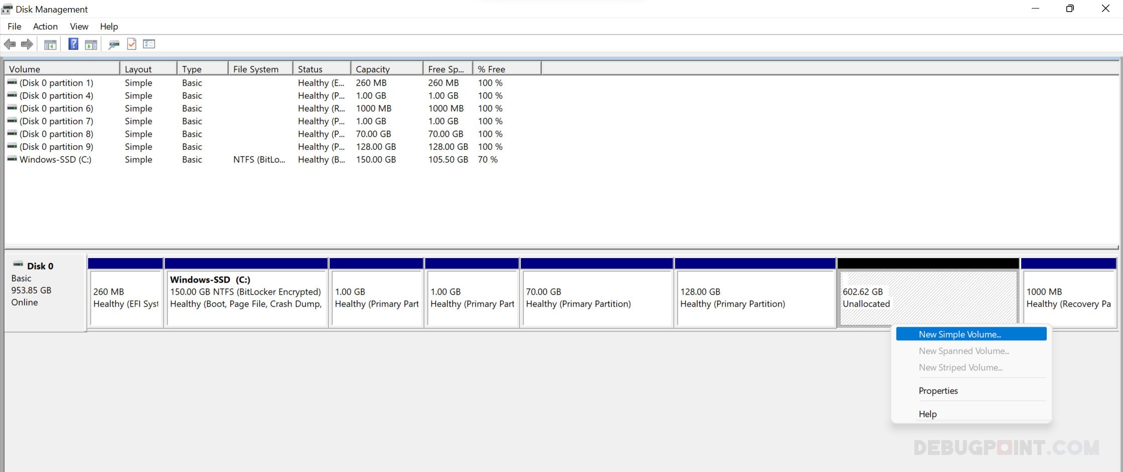 图 5:创建未分配空间