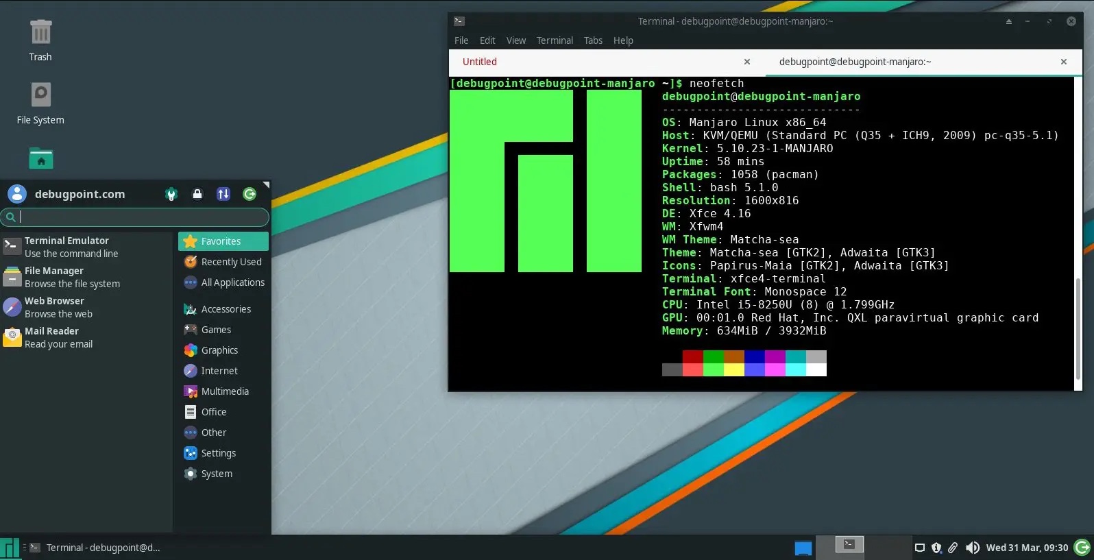 Manjaro 21.0 Ornara 桌面(Xfce)