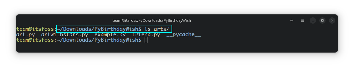 arts 目录的内容,其中包含默认和用户创建的 art 文件
