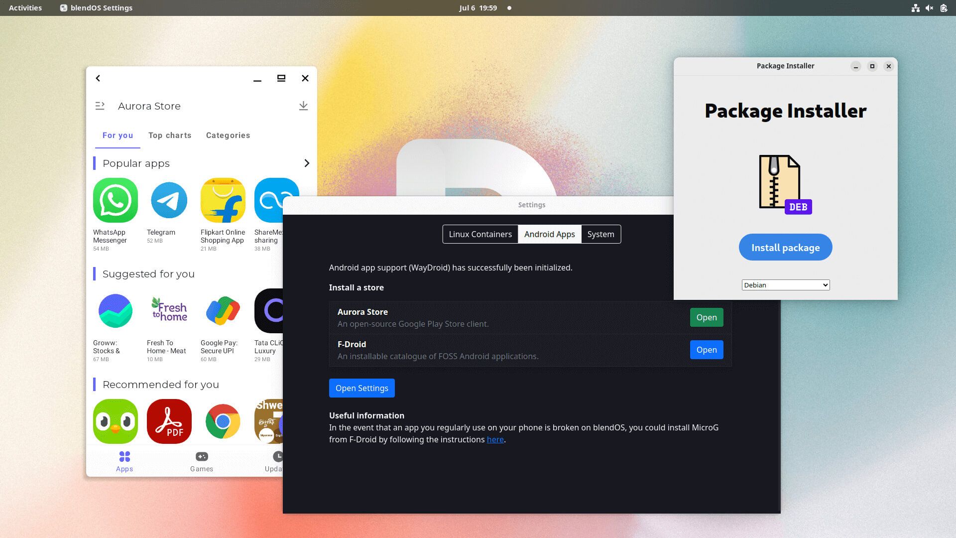 a screenshot of blendOS v3&rsquo;s desktop