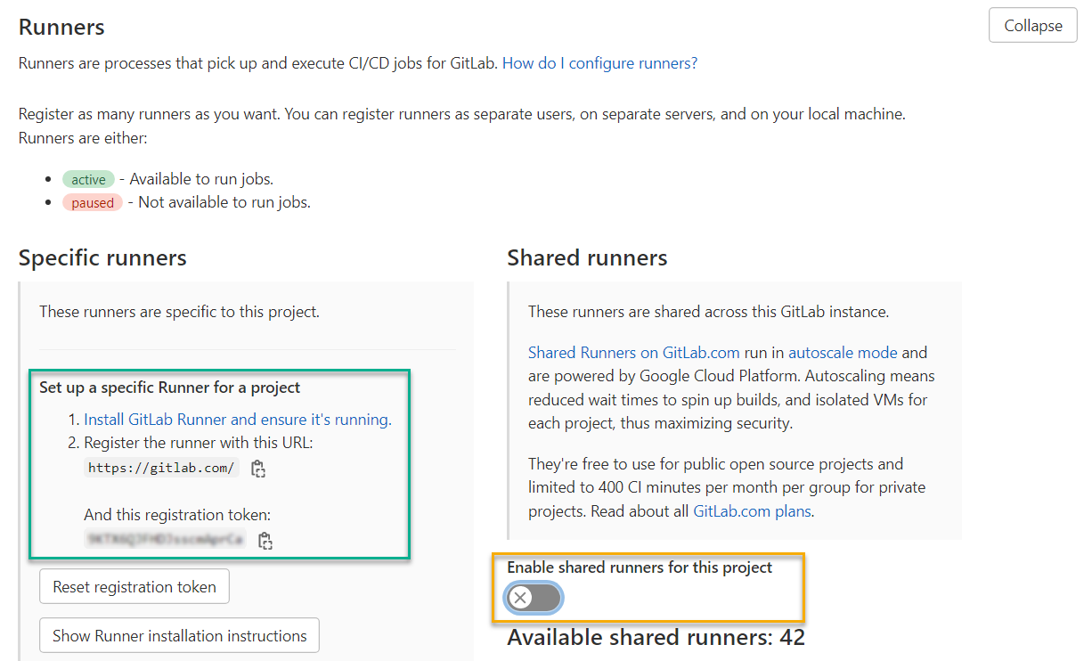 Configure runner Configure runner